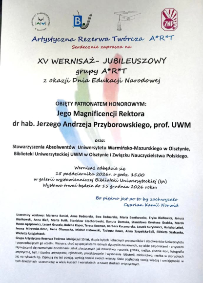 XV WERNISAŻ WYSTAWY A.R.T.